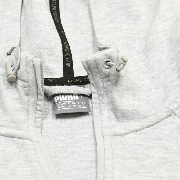 Puma Women's Full Zip Sweat Lounge Jacket Hooded Solid Cotton Gray Size M Active - Picture 7 of 8